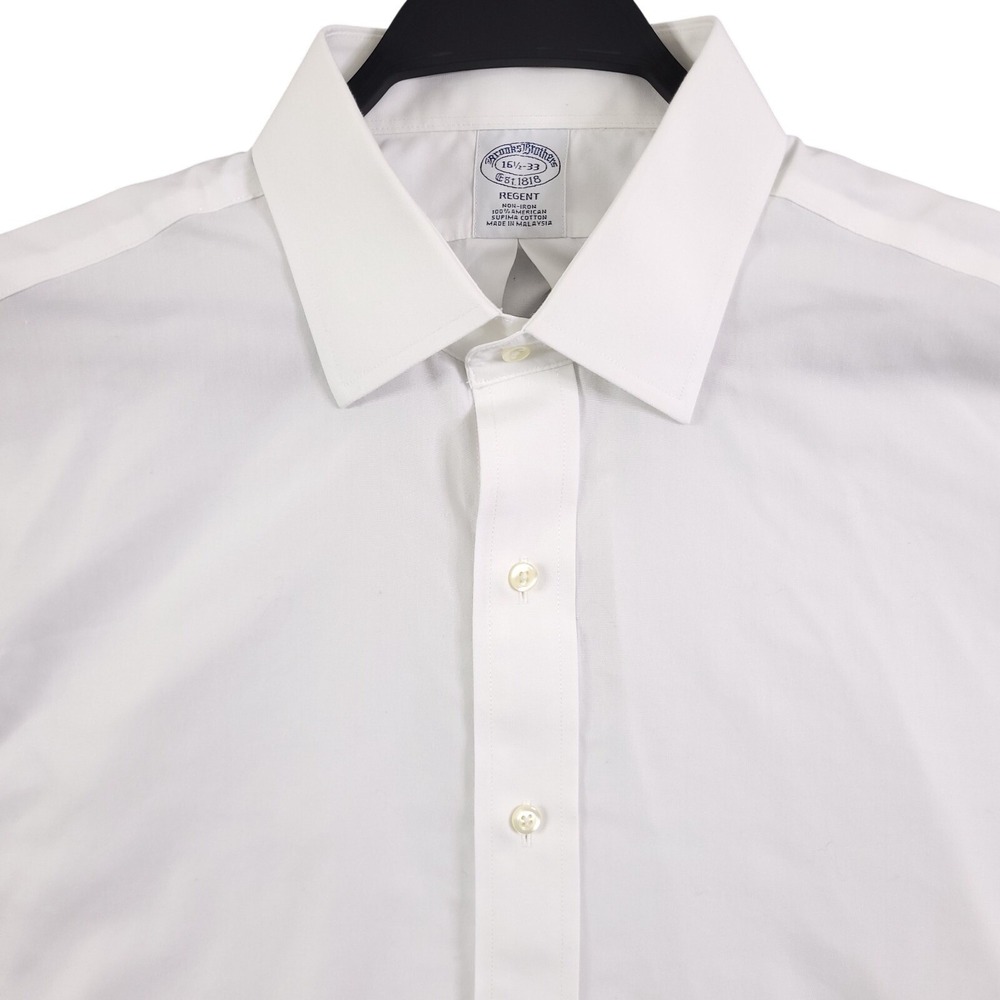 Brooks Brothers Dress Shirt 16.5 33 Regent White Solid Non Iron French Cuff